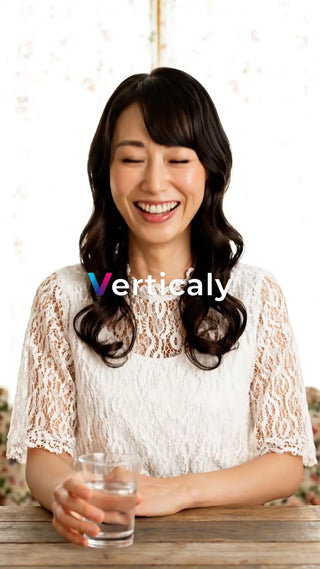 笑顔で水飲む女性