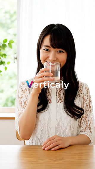 水を飲む女性、健康的な笑顔