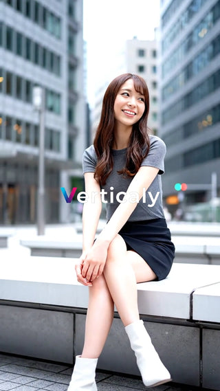 都会で過ごす、笑顔の女性