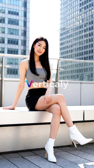 都会のテラスでくつろぐ女性