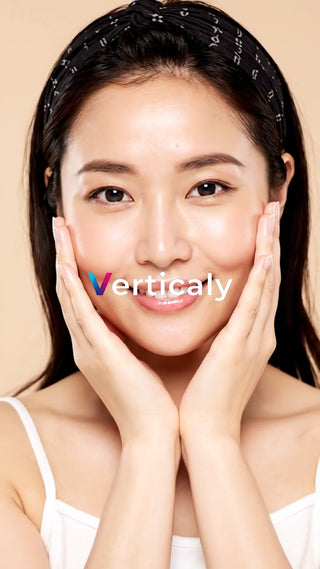 美肌ケア、頬に手を添えて