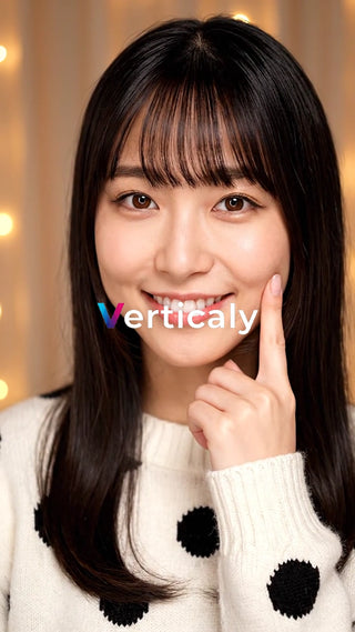 笑顔で頬を触る女性