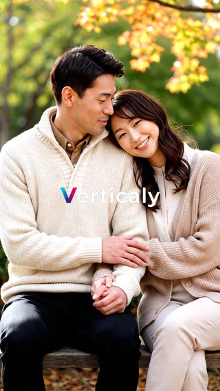 寄り添う二人の笑顔、公園で