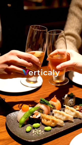 乾杯、寿司と日本酒