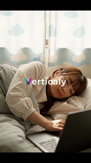 ベッドで眠る女性、PC作業