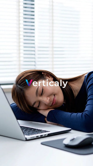 眠る女性、PCの前で