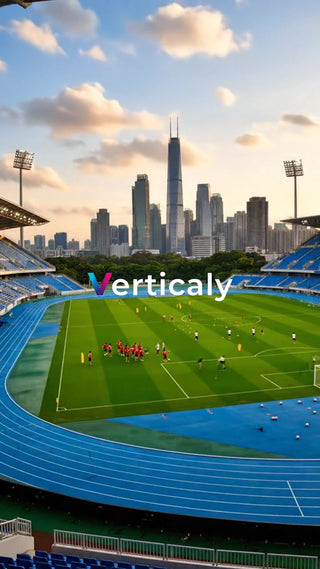 サッカー練習、夕焼け空の下