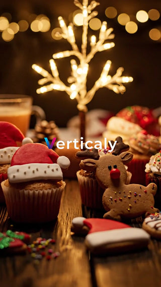 クリスマスカップケーキ、賑やかな食卓