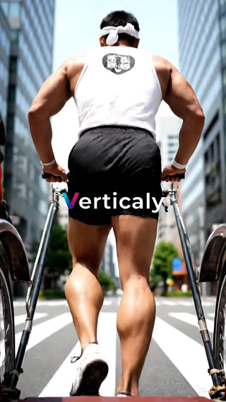 人力車を引く男、都会を走る