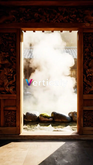 温泉宿、湯けむりの風景