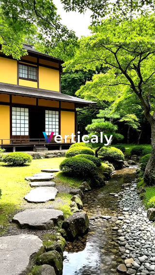 日本の庭園、小川のせせらぎ