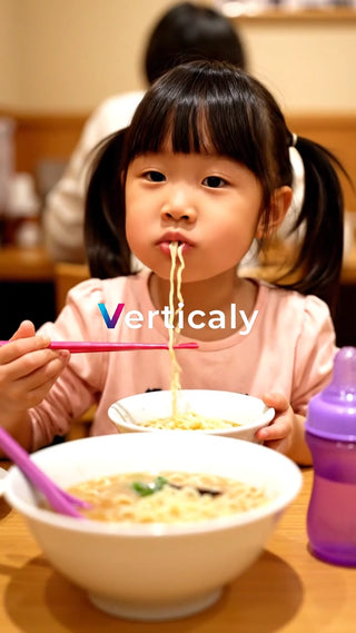 ラーメンを食べる女の子