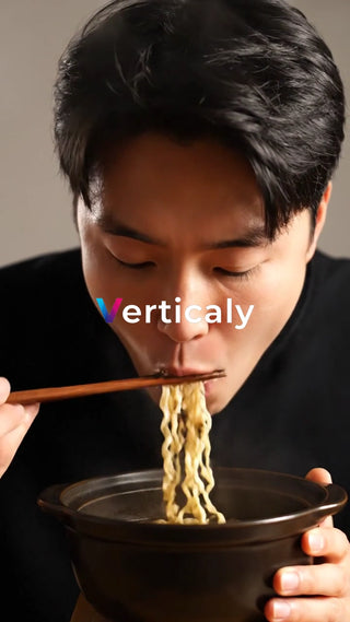 ラーメンをすする男性