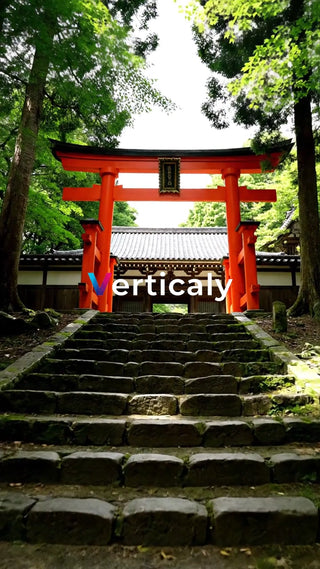 朱色の鳥居と石段