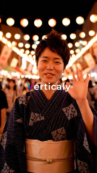 浴衣姿で夏祭り、笑顔が素敵