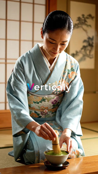 抹茶を点てる女性