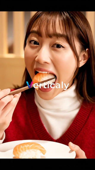 寿司を頬張る女性