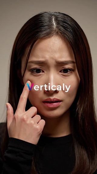 困惑する女性、頬を指す