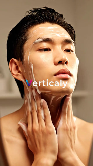 洗顔する男性、美しい肌へ