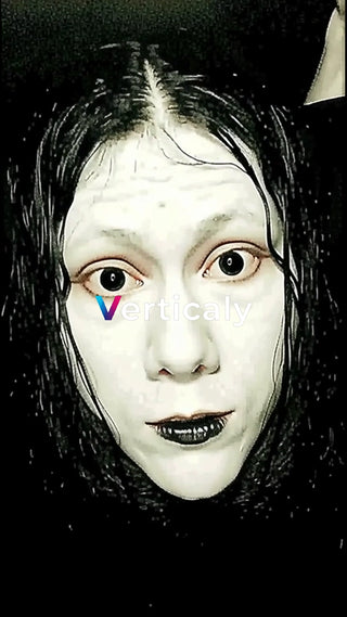 白塗りの女性、黒い口元