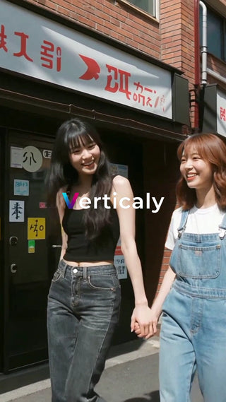 笑顔で手をつなぐ二人