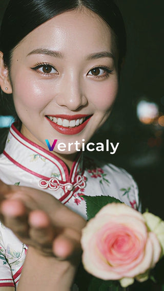 微笑む女性とバラの花