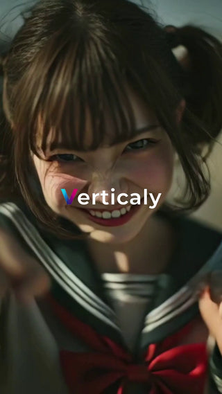 制服姿、少し怒った表情