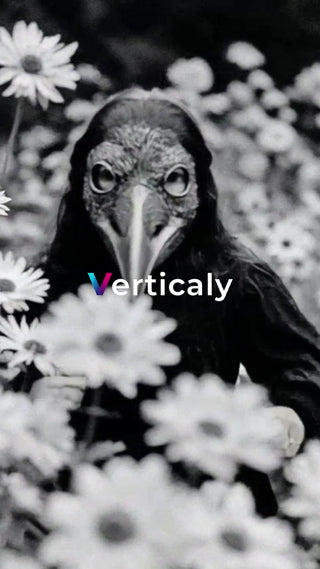 鳥のマスクと花畑