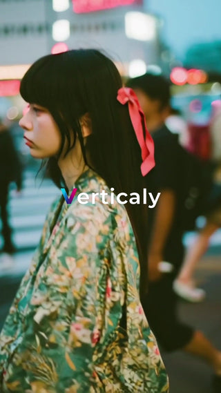 街を歩く女性、夕暮れの光