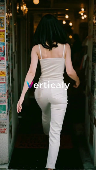 白い服で歩く女性