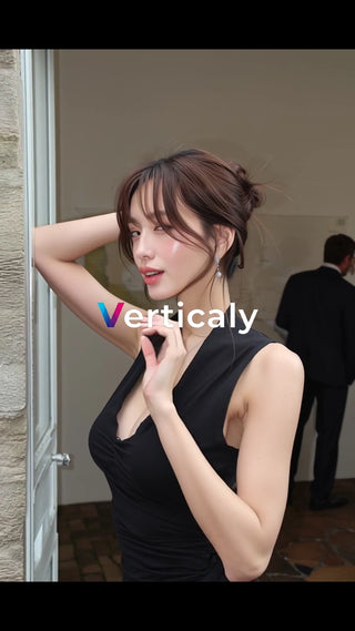 黒ドレスの女性、ポーズ