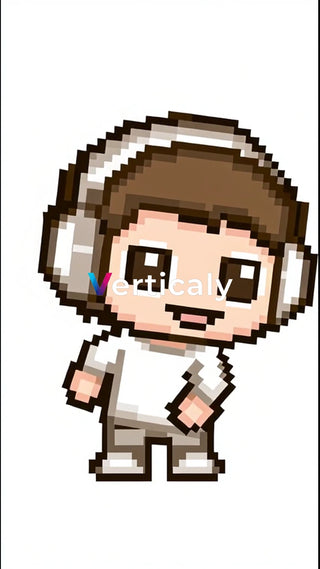 ピクセルアート、イヤホン男子