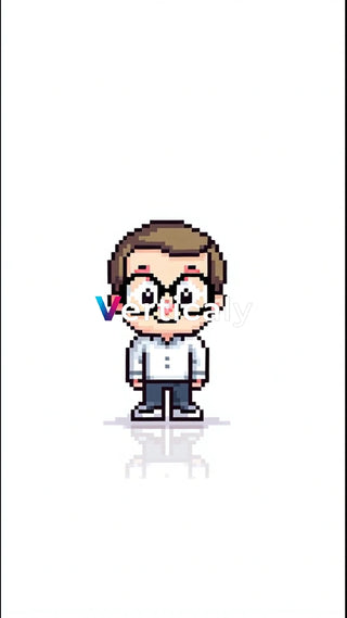 ピクセル風の男性、メガネ姿