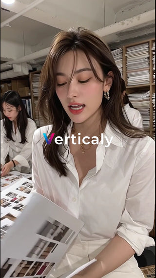 書類に目を通す女性、オフィス