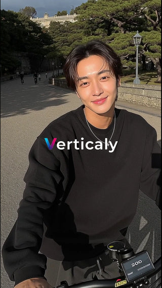 笑顔が眩しい男性、街を歩く