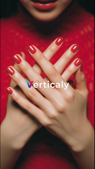 赤いネイル、指先の美しさ