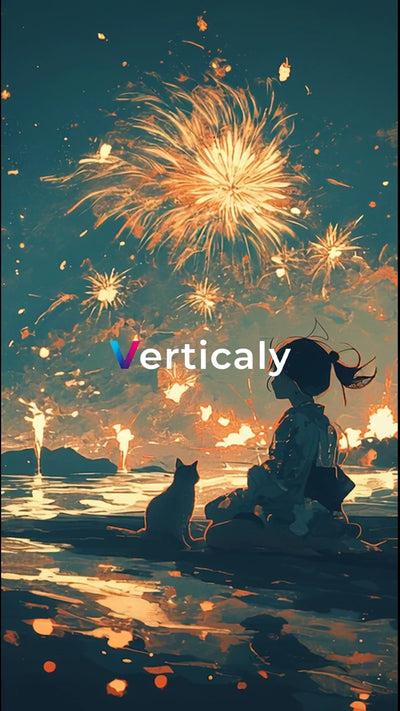 花火と少女、夏の夜空