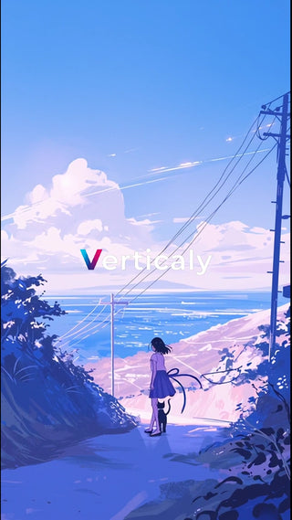 夕暮れの路地、猫と少女