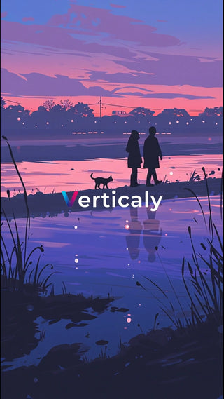 夕焼けを眺める二人、シルエット