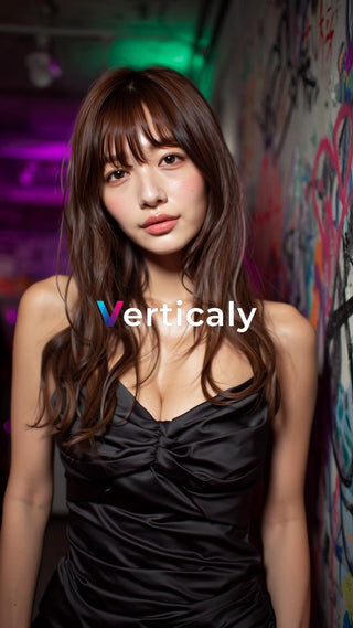 黒ドレスの女性、魅惑の眼差し