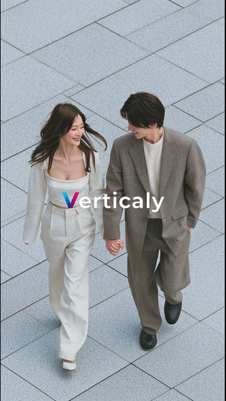 手繋ぎ笑顔、都会を歩く