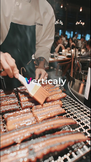 The chef grilling eel, the heat and aroma