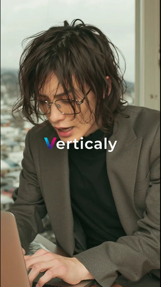 PC作業、黒タートルネック男性