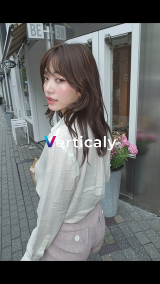 街を歩く女性、振り返り