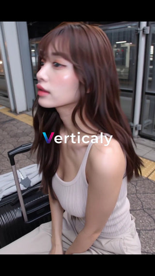 横顔の女性、街を歩く