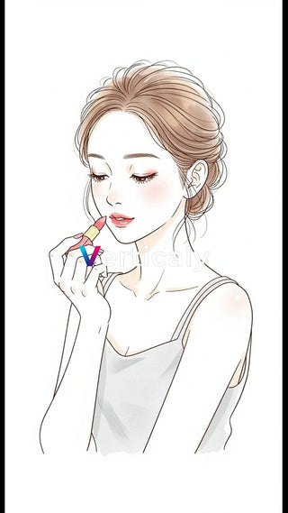 リップを塗る女性、メイクアップ