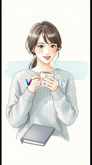 コーヒーを飲む女性、穏やかな朝