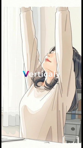 窓辺でストレッチ、爽やかな朝