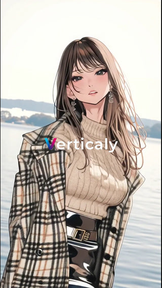 秋の装い、街を歩く女性