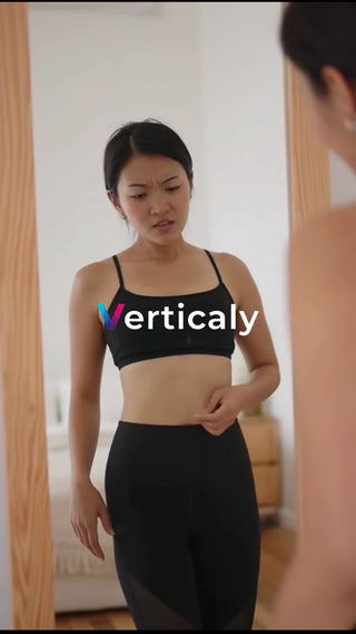 鏡を見る女性、悩む表情